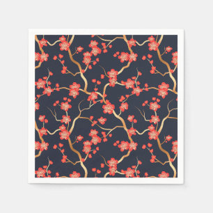 Elegant Cherry Blossom Seamless Pattern (3) Napkin
