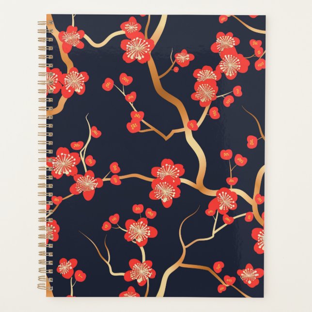 Elegant Cherry Blossom Seamless Pattern (3) Planner (Front)