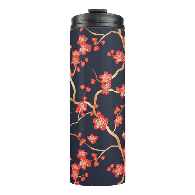 Elegant Cherry Blossom Seamless Pattern (3) Thermal Tumbler (Front)
