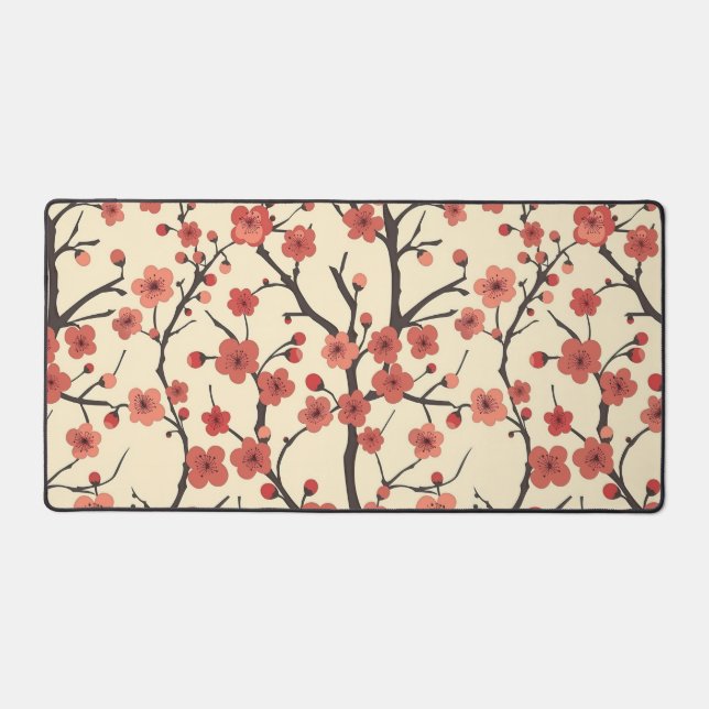 Elegant Cherry Blossom Seamless Pattern (4) Desk Mat (Front)