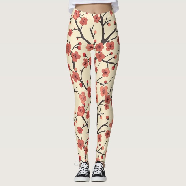 Elegant Cherry Blossom Seamless Pattern (4) Leggings (Front)