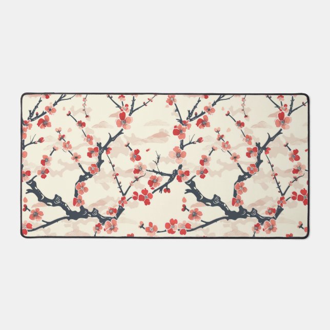 Elegant Cherry Blossom Seamless Pattern (5) Desk Mat (Front)