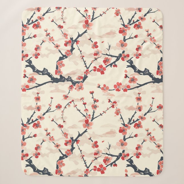 Elegant Cherry Blossom Seamless Pattern (5) Sherpa Blanket (Front)