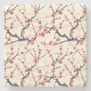 Elegant Cherry Blossom Seamless Pattern (5) Stone Coaster