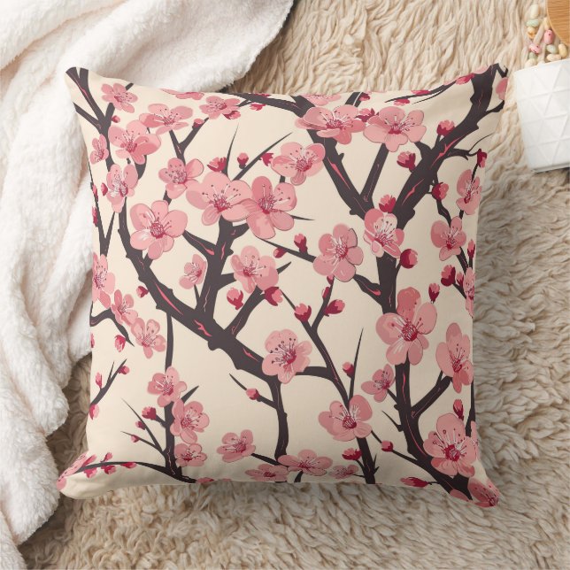 Elegant Cherry Blossom Seamless Pattern (6) Cushion (Blanket)