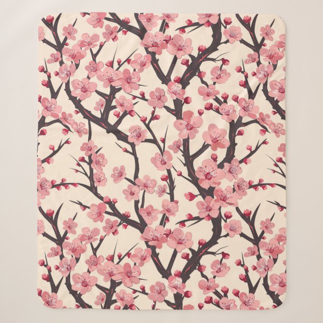 Elegant Cherry Blossom Seamless Pattern (6) Sherpa Blanket (Front)