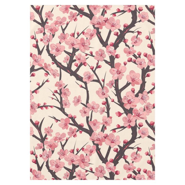 Elegant Cherry Blossom Seamless Pattern (6) Tablecloth (Front)
