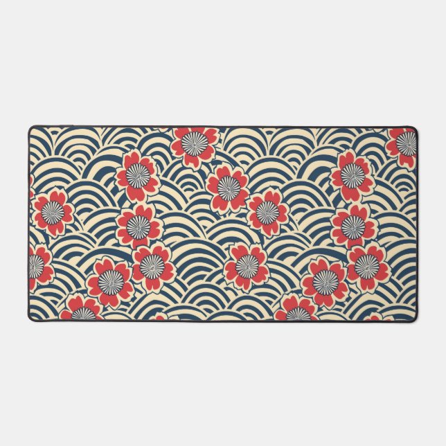 Elegant Cherry Blossom Seamless Pattern (8) Desk Mat (Front)