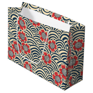 Elegant Cherry Blossom Seamless Pattern (8) Large Gift Bag