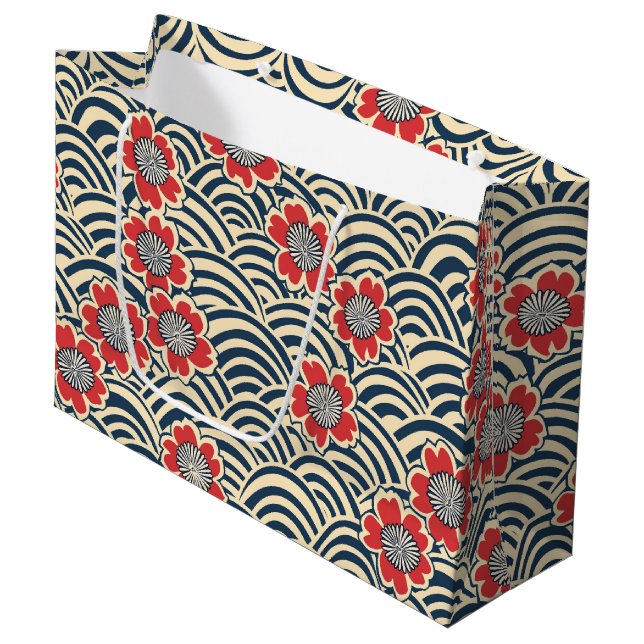 Elegant Cherry Blossom Seamless Pattern (8) Large Gift Bag (Front Angled)