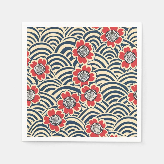 Elegant Cherry Blossom Seamless Pattern (8) Napkin (Front)