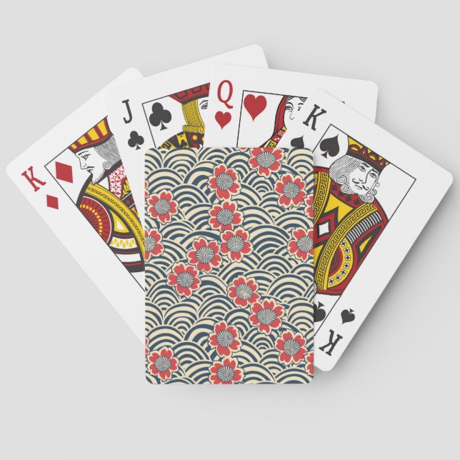 Elegant Cherry Blossom Seamless Pattern (8) Playing Cards (Back)