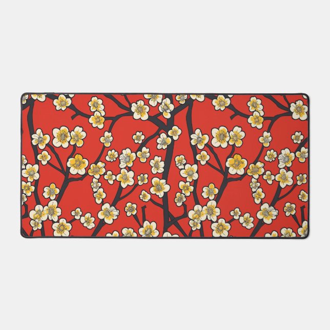 Elegant Cherry Blossom Seamless Pattern (9) Desk Mat (Front)