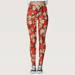 Elegant Cherry Blossom Seamless Pattern (9) Leggings