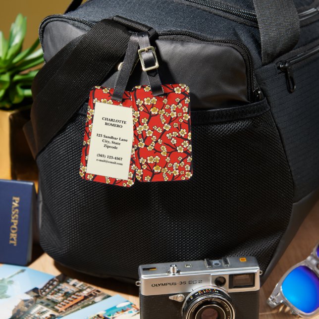 Elegant Cherry Blossom Seamless Pattern (9) Luggage Tag (Front & Back)