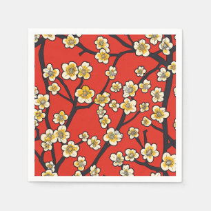 Elegant Cherry Blossom Seamless Pattern (9) Napkin