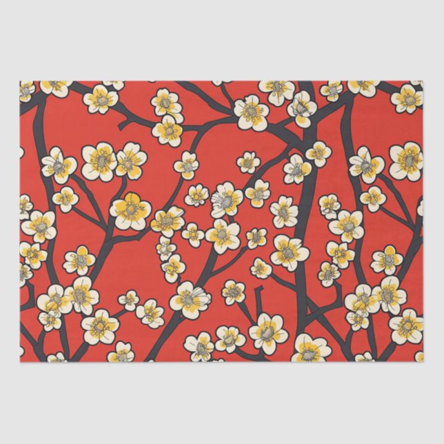 Elegant Cherry Blossom Seamless Pattern (9) Tissue Paper (Front)