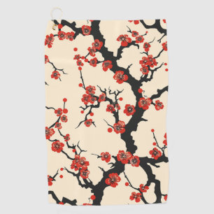 Elegant Cherry Blossom Seamless Pattern Golf Towel