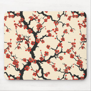 Elegant Cherry Blossom Seamless Pattern Mouse Pad