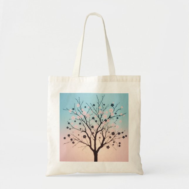 Elegant Cherry Blossom Tote Bag (Front)