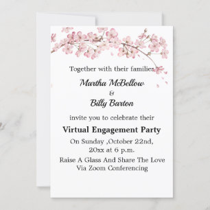 Elegant Cherry Blossom  Virtual Engagement Party Invitation