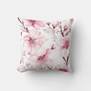 Elegant Cherry Blossom Watercolor Pattern Cushion