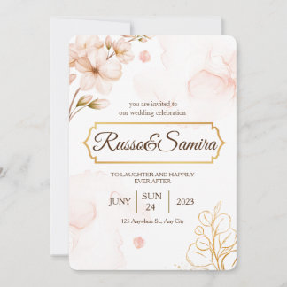 ELegant Cherry BLossom Watercolor Wedding Invitation
