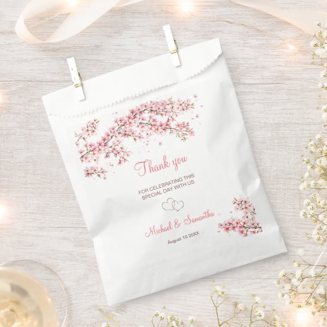 Elegant Cherry Blossom Wedding Favour Bag (Clipped)
