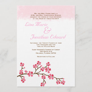 Elegant Cherry Blossom Wedding Invitation 5 x 7