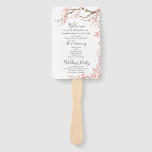 Elegant Cherry Blossom Wedding Program Hand Fan