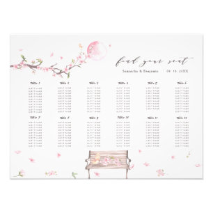Elegant Cherry Blossom Wedding Seating Chart Poste Photo Print