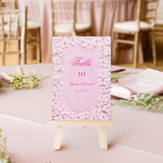 Elegant Cherry Blossom Wedding Table Number Card (Creator Uploaded)
