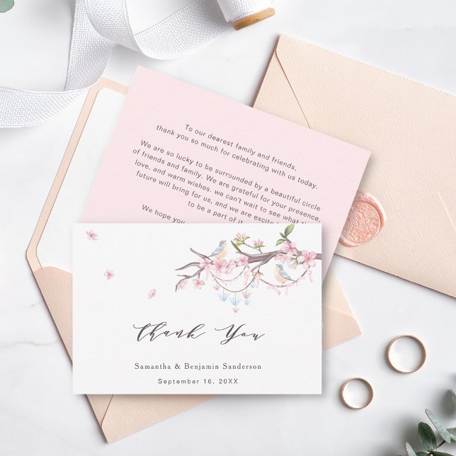 Elegant Cherry Blossom Wedding Thank You Card (Creator Uploaded)