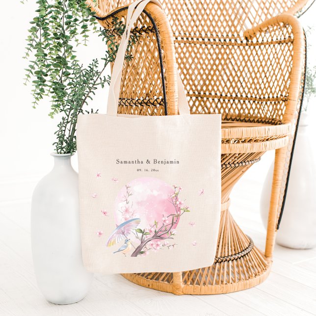 Elegant Cherry Blossom Wedding Welcome Tote Bag (Creator Uploaded)