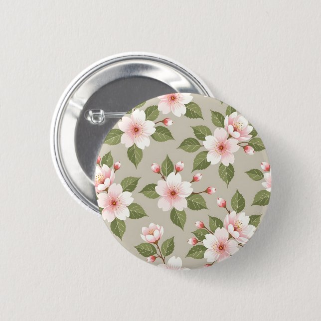Elegant cherry blossoms seamless pattern 6 cm round badge (Front & Back)