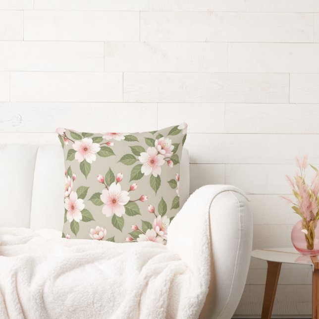 Elegant cherry blossoms seamless pattern cushion (Couch)