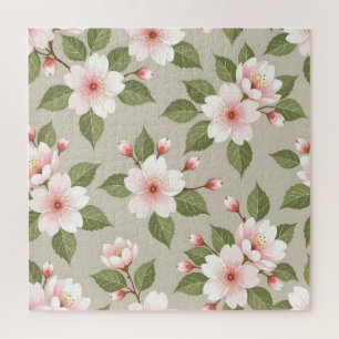 Elegant cherry blossoms seamless pattern jigsaw puzzle