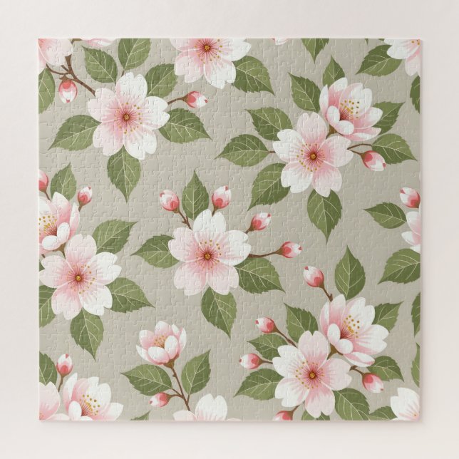 Elegant cherry blossoms seamless pattern jigsaw puzzle (Vertical)