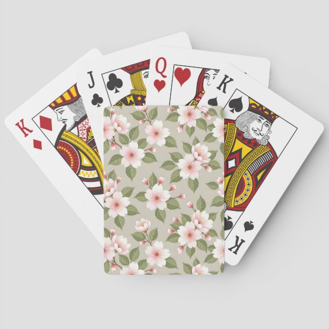 Elegant cherry blossoms seamless pattern playing cards (Back)