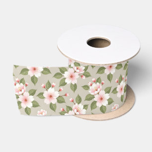 Elegant cherry blossoms seamless pattern satin ribbon