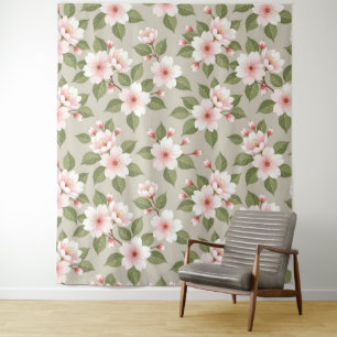 Elegant cherry blossoms seamless pattern tapestry