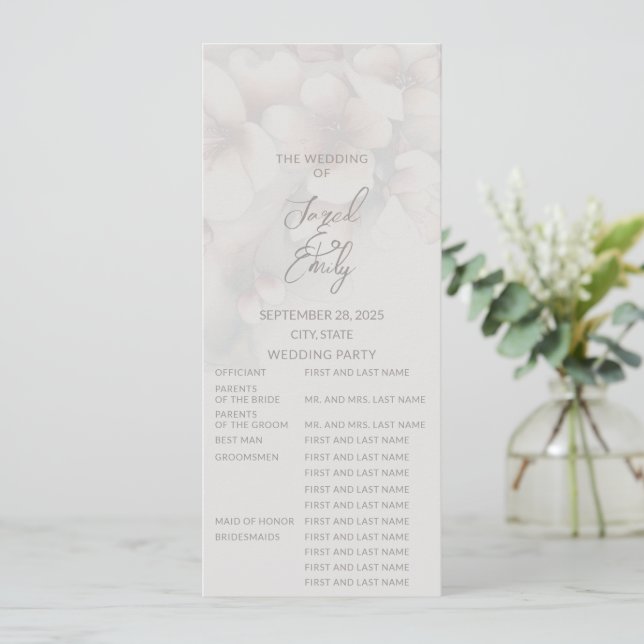 Elegant Cherry Blossoms Wedding Program | Full (Standing Front)