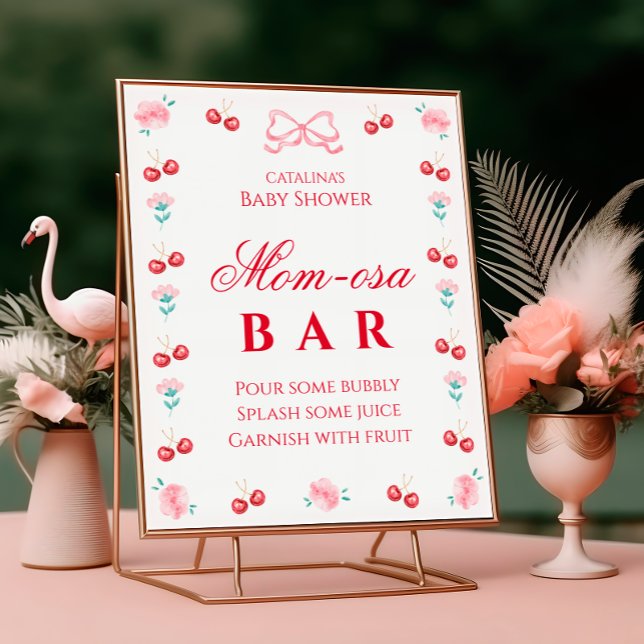 Elegant Cherry Floral Mum-osa Bar Poster (Creator Uploaded)