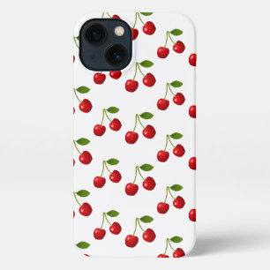 Elegant Cherry Fruits on White iPhone 13 Case
