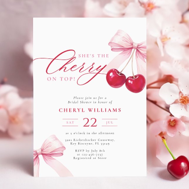 Elegant Cherry on Top Bridal Shower Invitation (Creator Uploaded)
