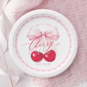 Elegant Cherry on Top Bridal Shower Paper Plates