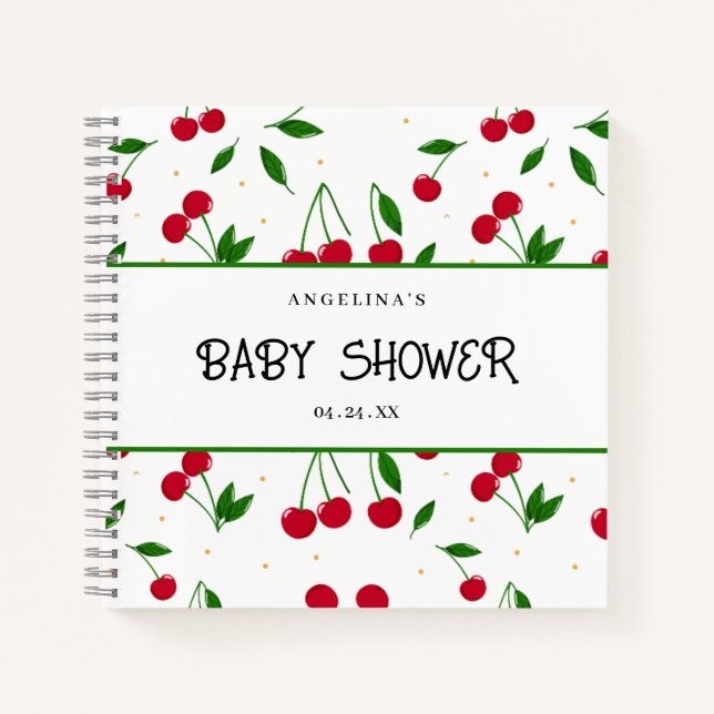 Elegant cherry pattern baby shower gift list  notebook (Front)