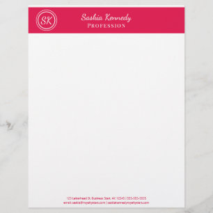 Elegant Cherry Red Professional Monogram Business Custom Letterhead