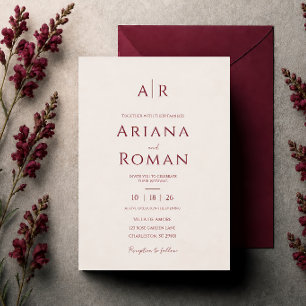Elegant Cherry Vanilla Modern Minimalist Wedding   Invitation