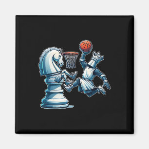 Elegant Chess Board King Sketll Game Magnet